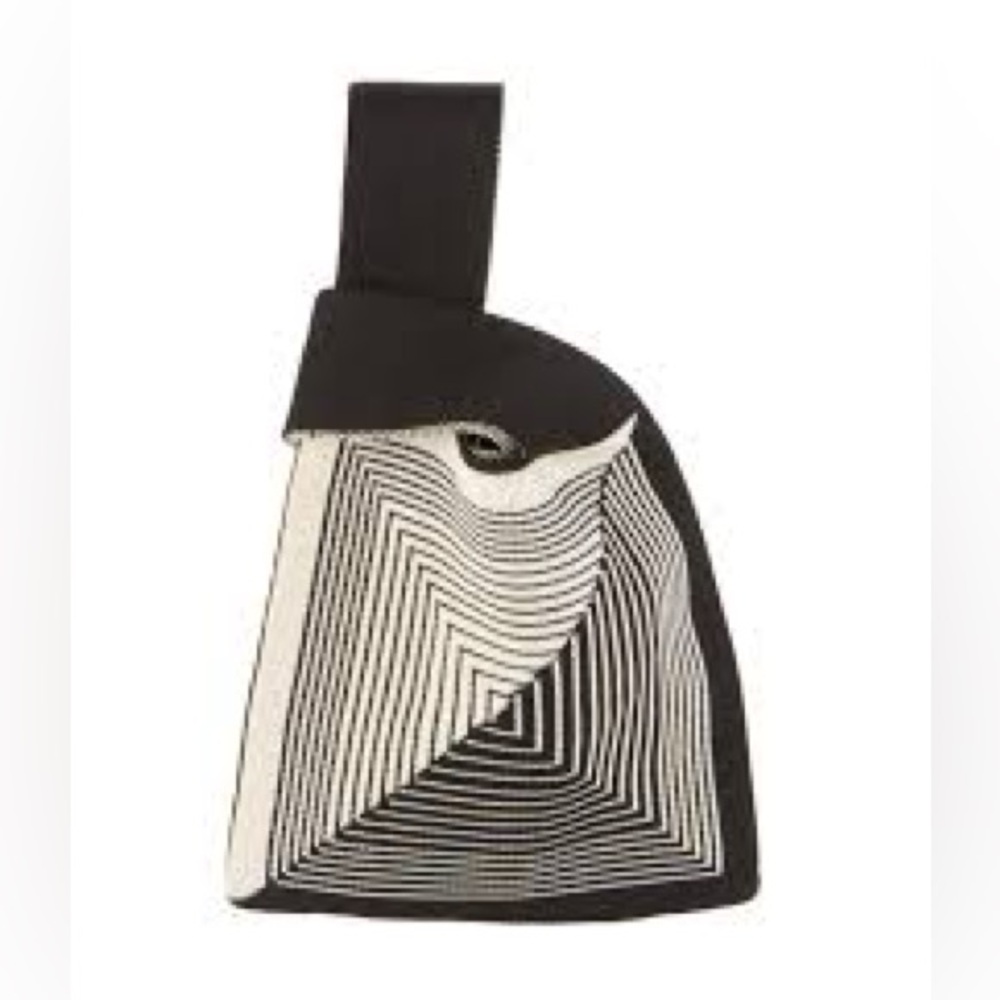 Japanese Knot Minimalist Black and Cream Knit Bag - Picture 2 of 5